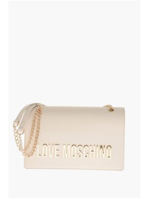 Moschino LOVE Faux Leather Shoulder Bag with Golden Lettering-Logo
