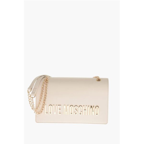 Moschino LOVE Faux Leather Shoulder Bag with Golden Lettering-Logo