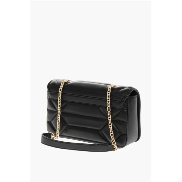 Moschino LOVE Leather Shoulder Bag with Golden Effect Logo - Image 2