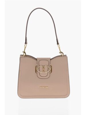 Moschino LOVE Faux Leather Shoulder Bag with Golden Hearts