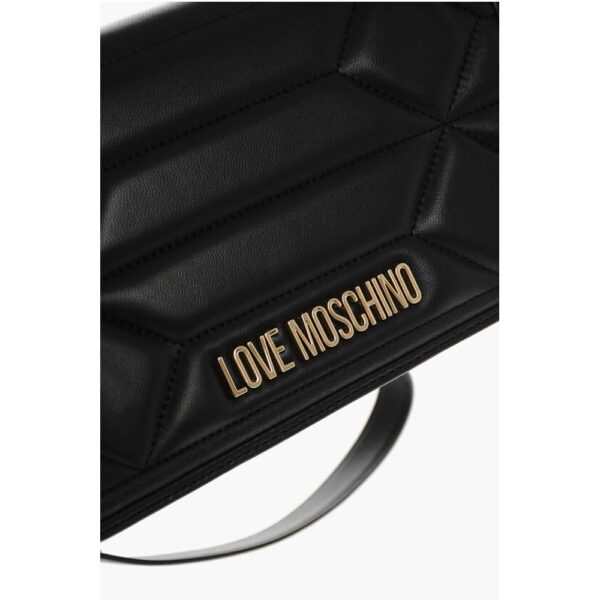 Moschino LOVE Leather Shoulder Bag with Golden Effect Logo - Image 4