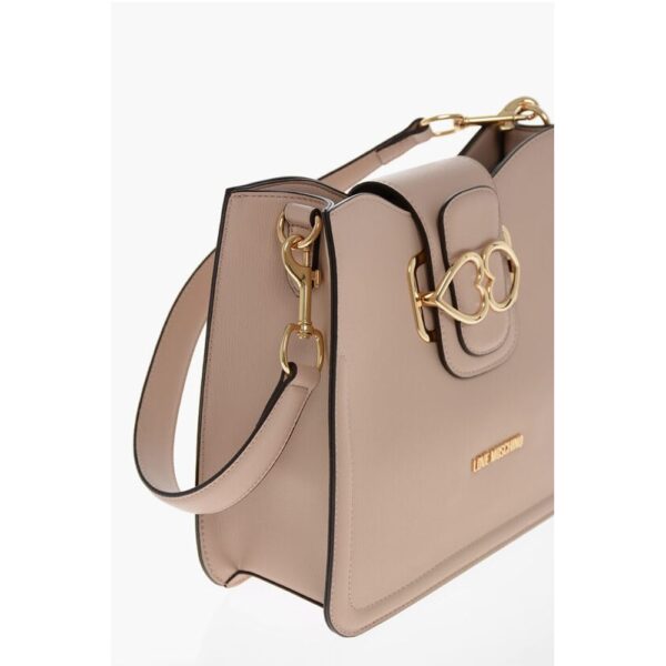 Moschino LOVE Faux Leather Shoulder Bag with Golden Hearts - Image 3
