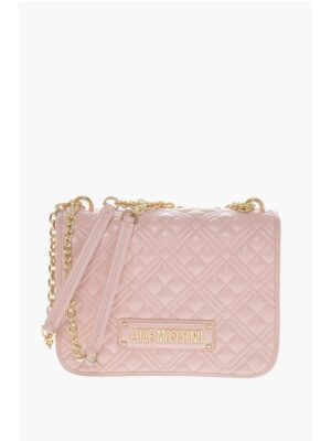 Moschino LOVE Faux Leather Quilted Shoulder Bag with LM on the back