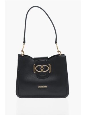 Moschino LOVE Faux Leather Shoulder Bag with Golden Hearts