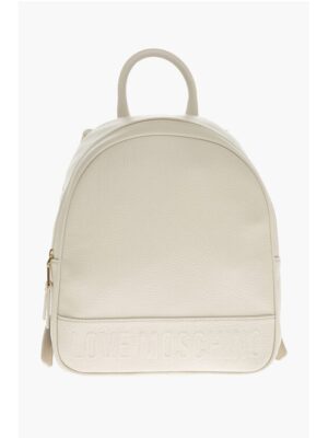 Moschino LOVE Textured Faux Leather Backpack with Embossed Logo