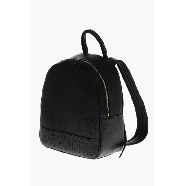 Moschino LOVE Textured Faux Leather Backpack with Embossed Logo - Image 3