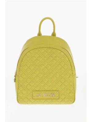 Moschino LOVE Quilted Faux Leather Backpack with Golden Logo