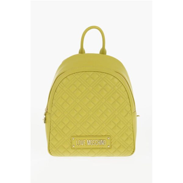 Moschino LOVE Quilted Faux Leather Backpack with Golden Logo