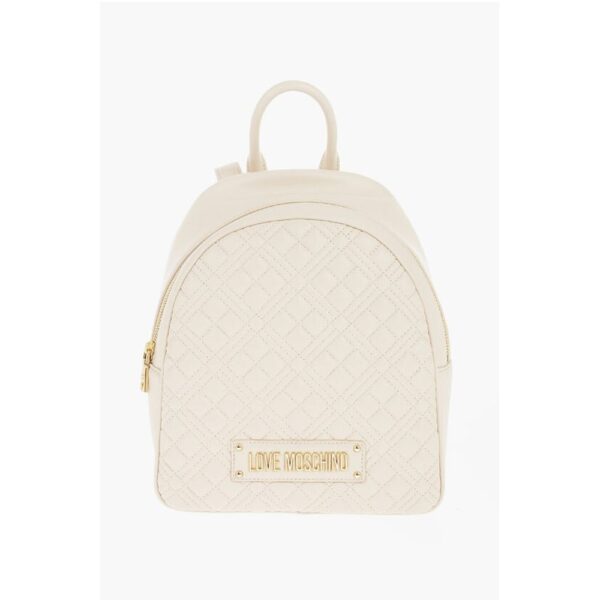 Moschino LOVE Quilted Faux Leather Backpack with Golden Logo
