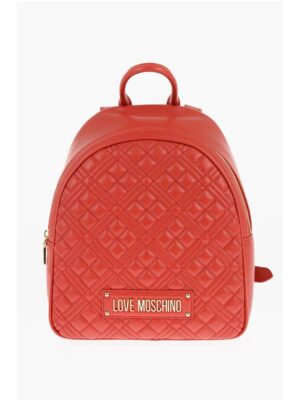 Moschino LOVE Quilted Faux Leather Backpack with Golden Logo