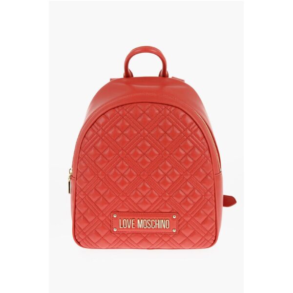 Moschino LOVE Quilted Faux Leather Backpack with Golden Logo