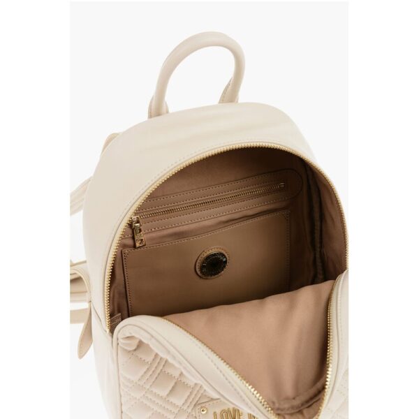 Moschino LOVE Quilted Faux Leather Backpack with Golden Logo - Image 4