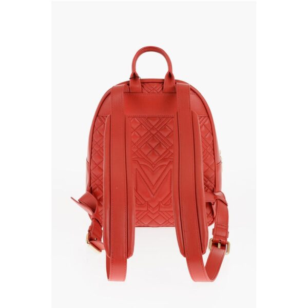 Moschino LOVE Quilted Faux Leather Backpack with Golden Logo - Image 2