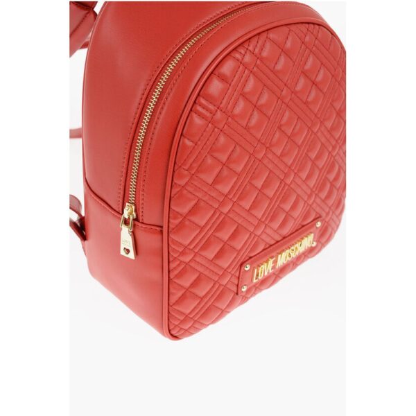 Moschino LOVE Quilted Faux Leather Backpack with Golden Logo - Image 3