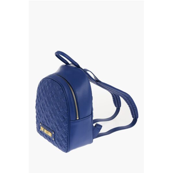 Moschino LOVE Quilted Faux Leather Backpack with Golden Logo - Image 2