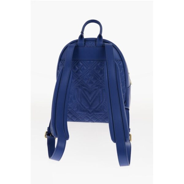 Moschino LOVE Quilted Faux Leather Backpack with Golden Logo - Image 3