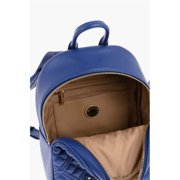 Moschino LOVE Quilted Faux Leather Backpack with Golden Logo - Image 4