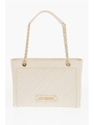Moschino LOVE Quilted Faux Leather Shoulder Bag with Golden Logo