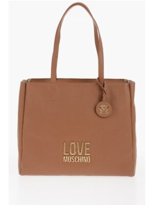 Moschino LOVE Faux Leather Shoulder Bag with Golden Logo