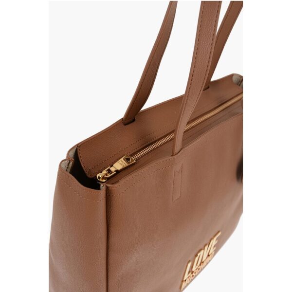 Moschino LOVE Faux Leather Shoulder Bag with Golden Logo - Image 4