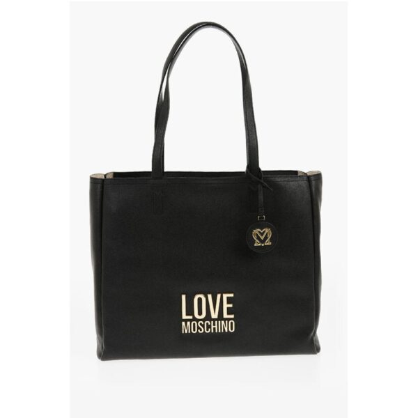 Moschino LOVE Faux Leather Shoulder Bag with Golden Logo