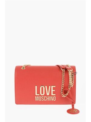 Moschino LOVE Faux Leather Shoulder Bag with Golden Details