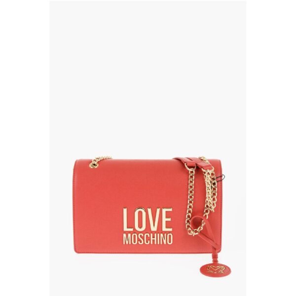 Moschino LOVE Faux Leather Shoulder Bag with Golden Details
