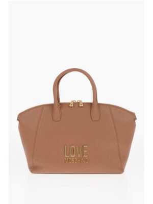 Moschino LOVE Faux Leather Tote Bag with Golden Logo