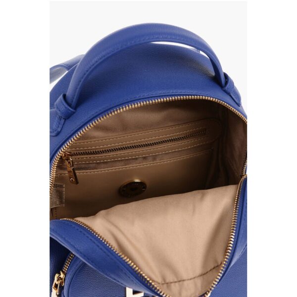 Moschino LOVE Solid Color Faux Leather Backpack with Golden Logo - Image 4