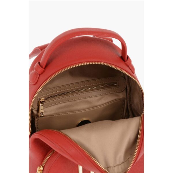 Moschino LOVE Solid Color Faux Leather Backpack with Golden Logo - Image 4