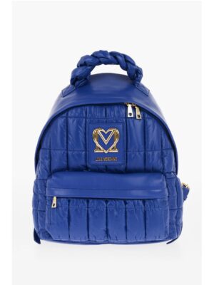 Moschino LOVE Quilted Nylon Backpack with Faux Leather Trims