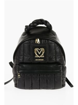 Moschino LOVE Quilted Nylon Backpack with Faux Leather Trims
