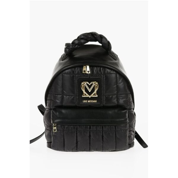 Moschino LOVE Quilted Nylon Backpack with Faux Leather Trims