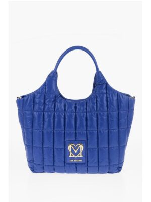 Moschino LOVE Quilted Nylon Tote Bag with Faux Leather Trims