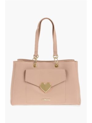 Moschino LOVE Faux Leather Tote Bag with Golden Logo