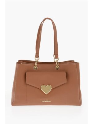 Moschino LOVE Faux Leather Tote Bag with Golden Logo