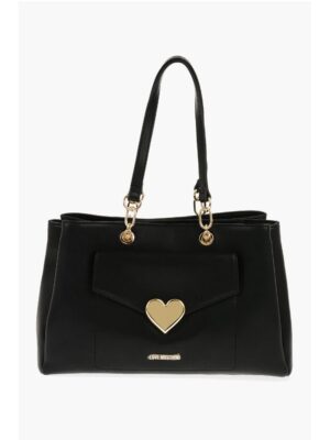 Moschino LOVE Faux Leather Tote Bag with Golden Logo