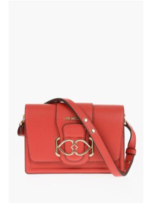 Moschino LOVE Faux Leather LOVE BRIDGE Shoulder Bag with Double Heart