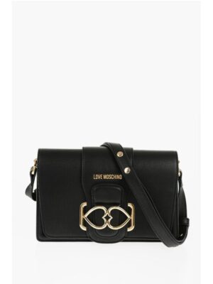 Moschino LOVE Faux Leather LOVE BRIDGE Shoulder Bag with Double Heart