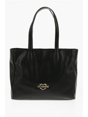 Moschino LOVE Faux Leather Tote Bag with Heart Shaped Pouch