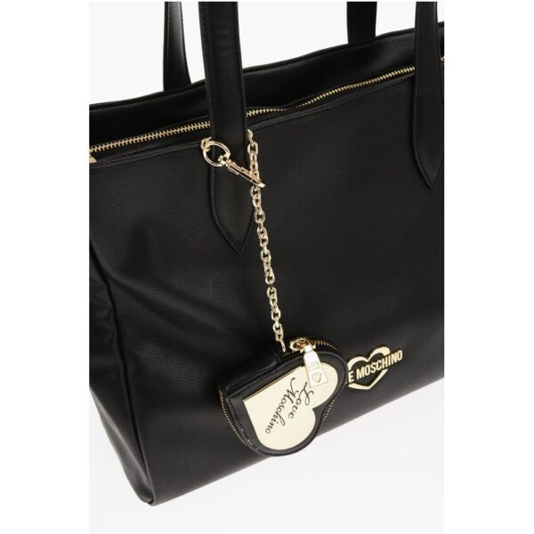 Moschino LOVE Faux Leather Tote Bag with Heart Shaped Pouch - Image 4