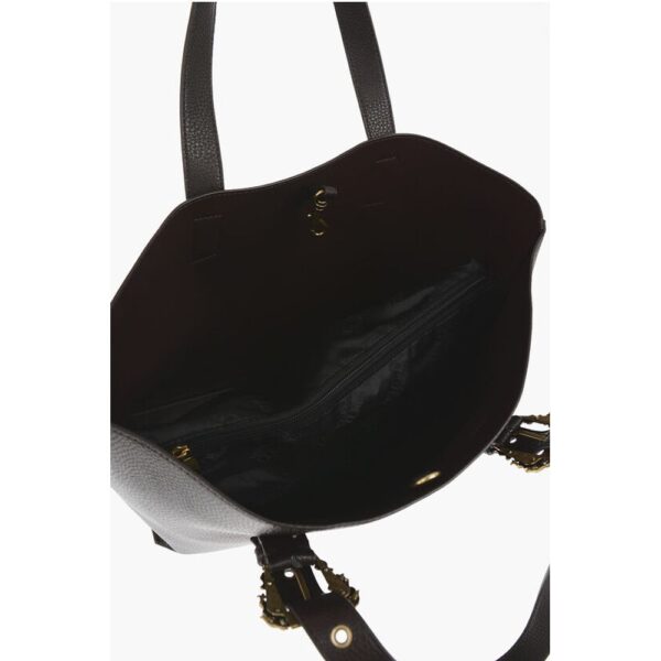 Versace JEANS COUTURE Textured Faux Leather Tote Bag with Golden Buc - Image 4