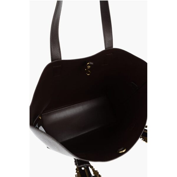 Versace JEANS COUTURE Textured Faux Leather Tote Bag with Golden Buc - Image 5