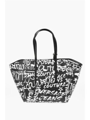 Versace JEANS COUTURE Printed Faux Leather Tote Bag with Matched Pou