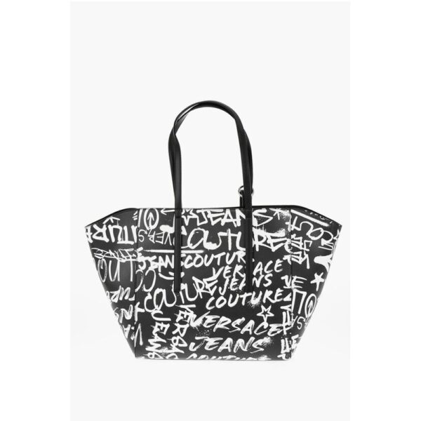 Versace JEANS COUTURE Printed Faux Leather Tote Bag with Matched Pou