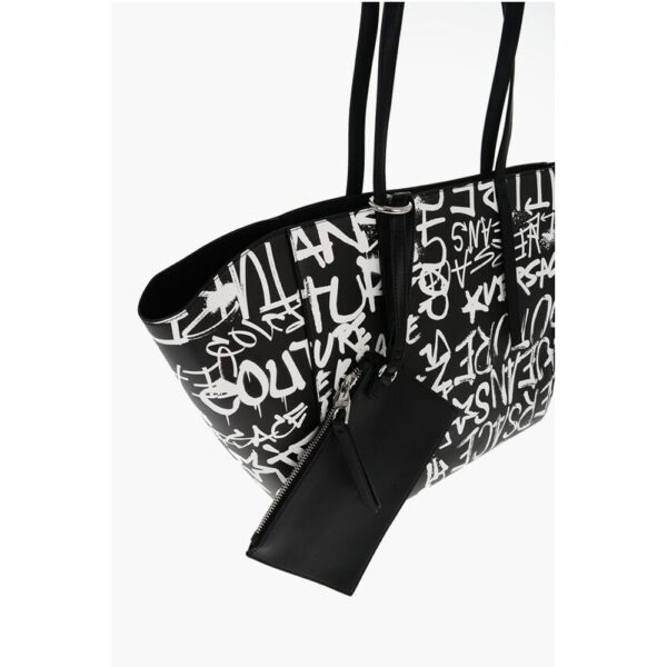 Versace JEANS COUTURE Printed Faux Leather Tote Bag with Matched Pou - Image 3