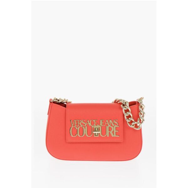 Versace JEANS COUTURE Faux Leather Shoulder Bag with Golden Chain an