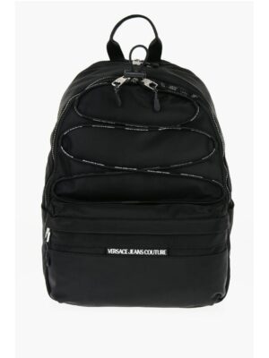 Versace JEANS COUTURE Solid Color Nylon Backpack with Logoed Detail