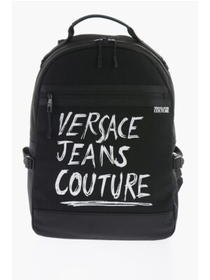 Versace JEANS COUTURE Canvas Backpack with Printed Contrasting Logo
