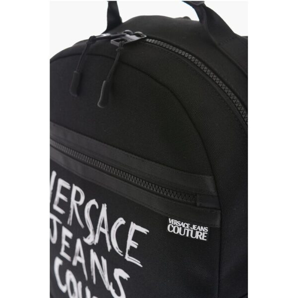 Versace JEANS COUTURE Canvas Backpack with Printed Contrasting Logo - Image 4